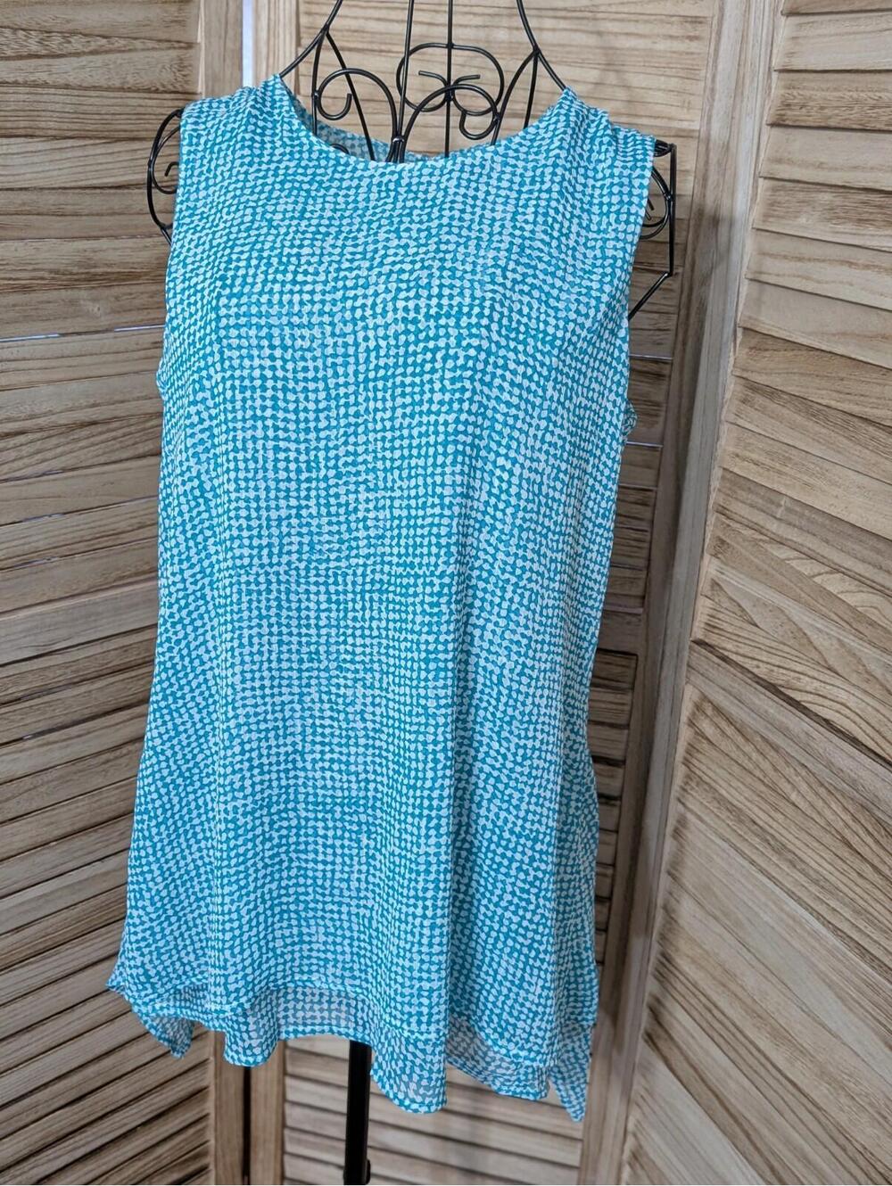Fever Women's Blouse Tunic‎ Top Size Small Blue White Sleeveless